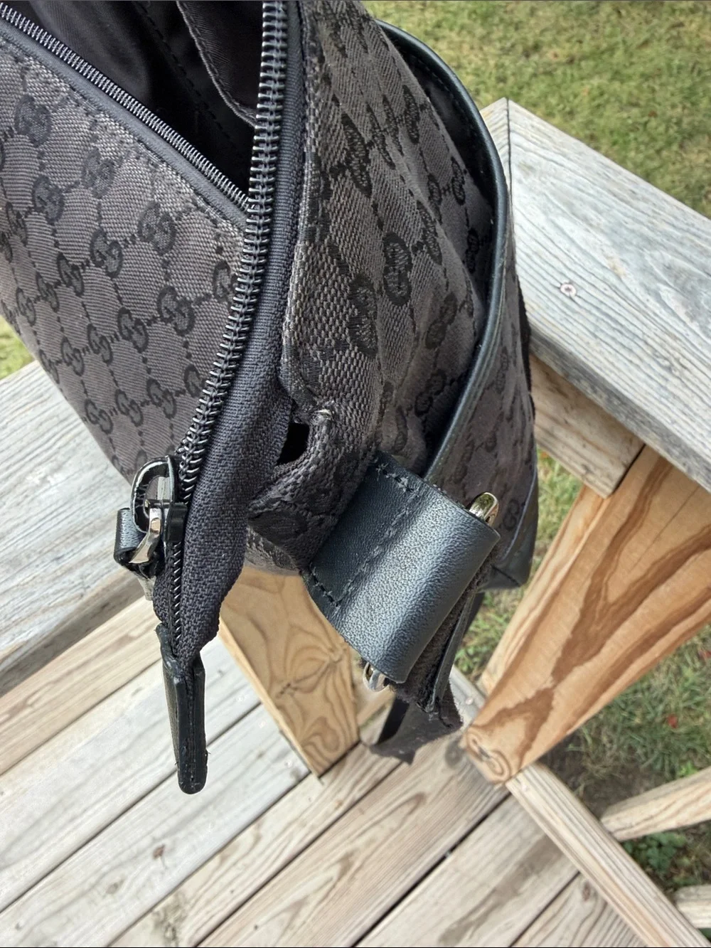 Gucci Messenger charcoal black Monogram Messenger Bag